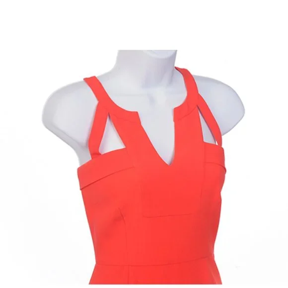 BCBGMAXAZRIA Cocktail Orange, Tangerine Sheath With Cut-out Bodice Sz 4 NWOT - Picture 5 of 9
